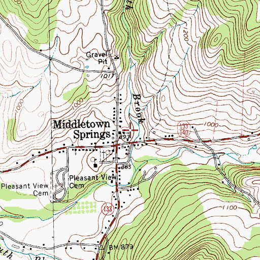 Topographic Map of Middletown Springs Community Church, VT