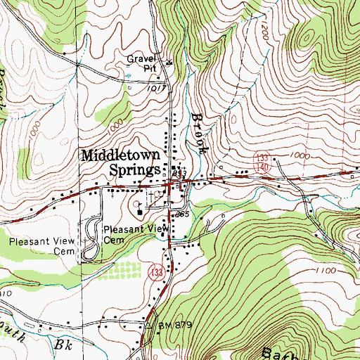 Topographic Map of Middletown Springs Historic District, VT