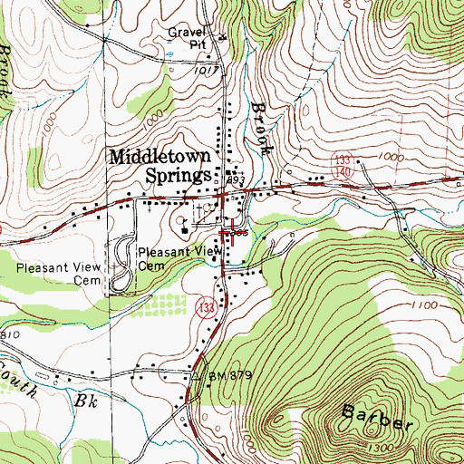 Topographic Map of Middletown Springs Post Office, VT