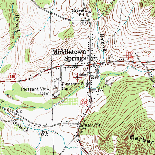 Topographic Map of Middletown Springs Elementary School, VT