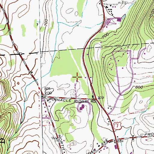 Topographic Map of Mountain View Estates, VT