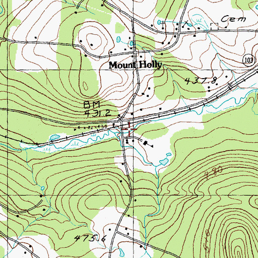 Topographic Map of Mount Holly Post Office, VT