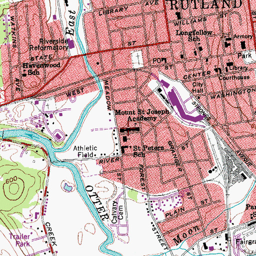 Topographic Map of Mount Saint Joseph Convent, VT