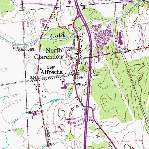 Topographic Map of North Clarendon Post Office, VT