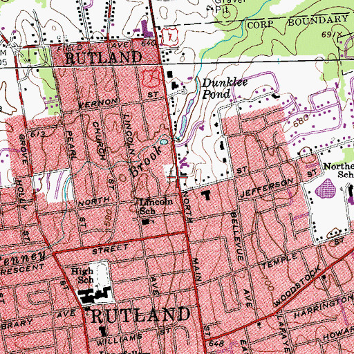 Topographic Map of North Main Cemetery, VT
