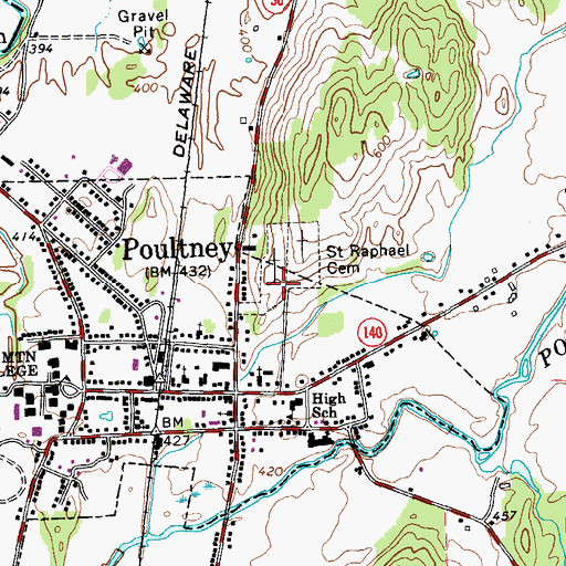 Topographic Map of Old Poultney Cemetery, VT