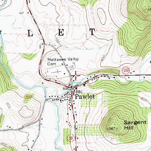 Topographic Map of Pawlet Public Library, VT