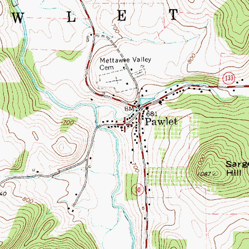 Topographic Map of Pawlet Village School, VT