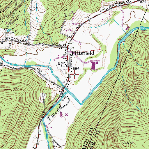 Topographic Map of Pittsfield Town Hall, VT