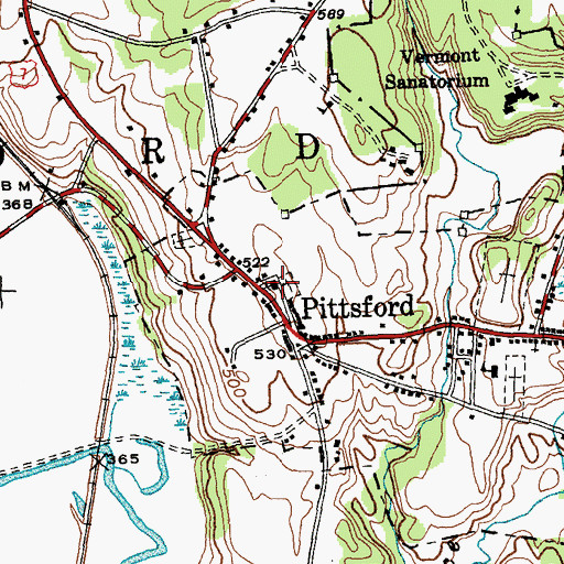 Topographic Map of Pittsford Congregational Church, VT