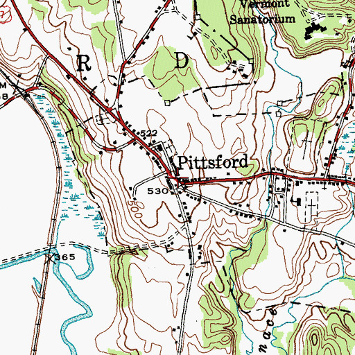 Topographic Map of Pittsford Green Historic District, VT
