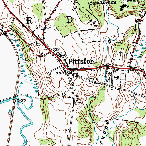 Topographic Map of Pittsford Post Office, VT