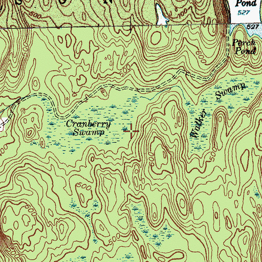 Topographic Map of Pond Woods Wildlife Management Area, VT