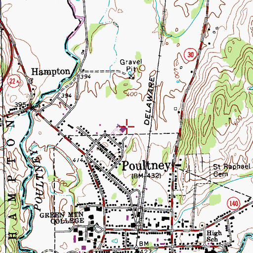 Topographic Map of Poultney Elementary School, VT