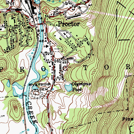 Topographic Map of Proctor Junior / Senior High School, VT