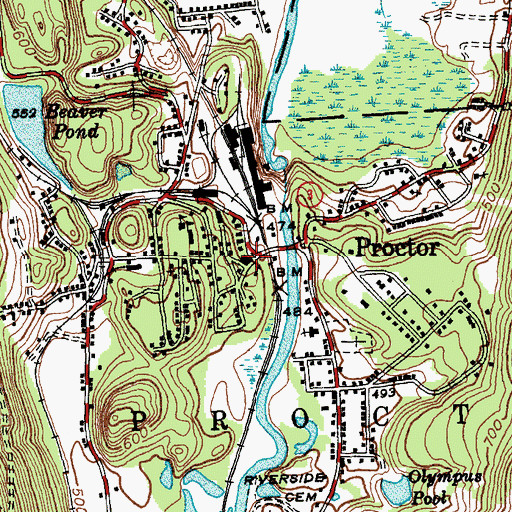 Topographic Map of Proctor Post Office, VT