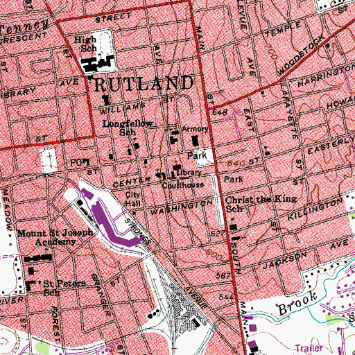 Topographic Map of Rutland Free Library, VT