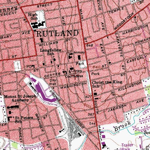 Topographic Map of Rutland Historical Society Museum, VT