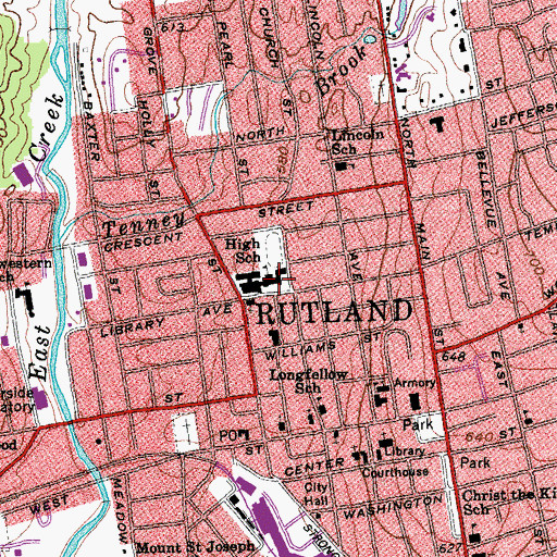 Topographic Map of Rutland Intermediate School, VT
