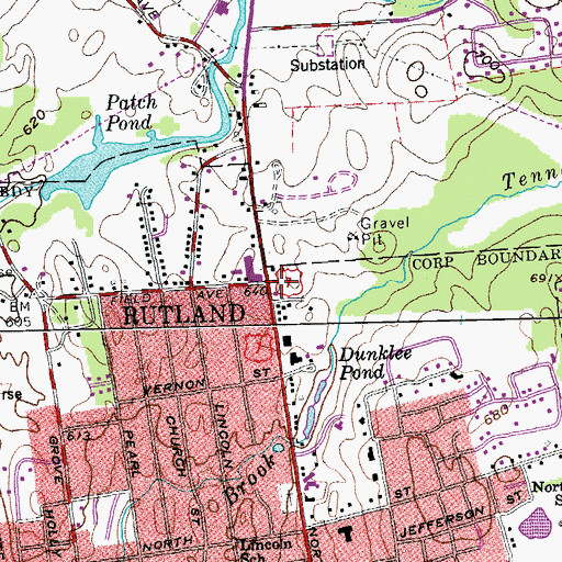 Topographic Map of Rutland Regional Chamber of Commerce, VT