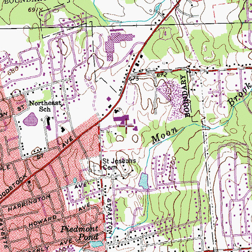 Topographic Map of Rutland High School, VT