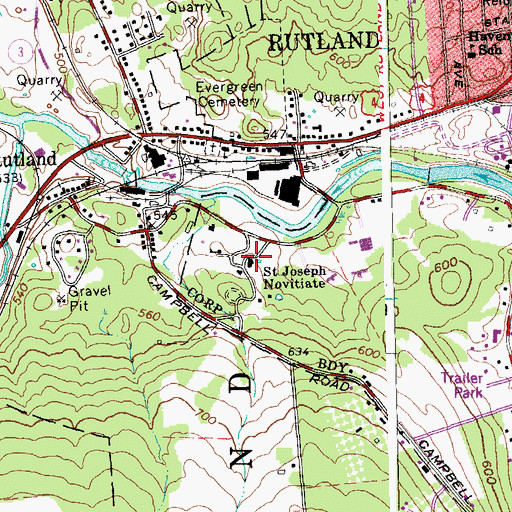 Topographic Map of Saint Joseph College Library, VT