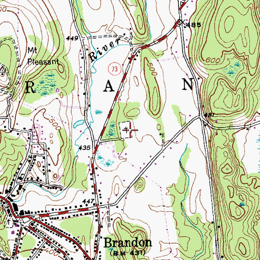 Topographic Map of Saint Marys Cemetery, VT