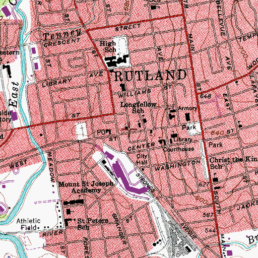Topographic Map of Saint Pauls Universalist Church, VT