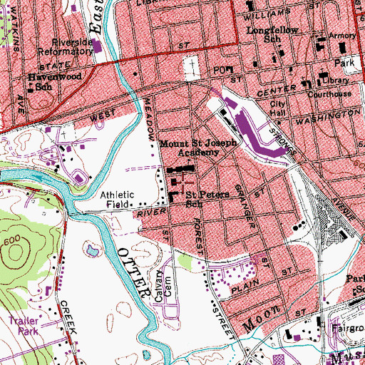 Topographic Map of Saint Peters Roman Catholic Church, VT