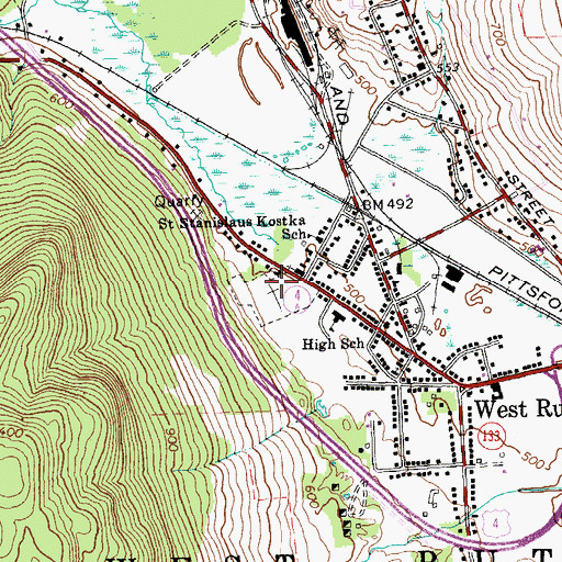 Topographic Map of Saint Stanislaus Kostka Cemetery, VT