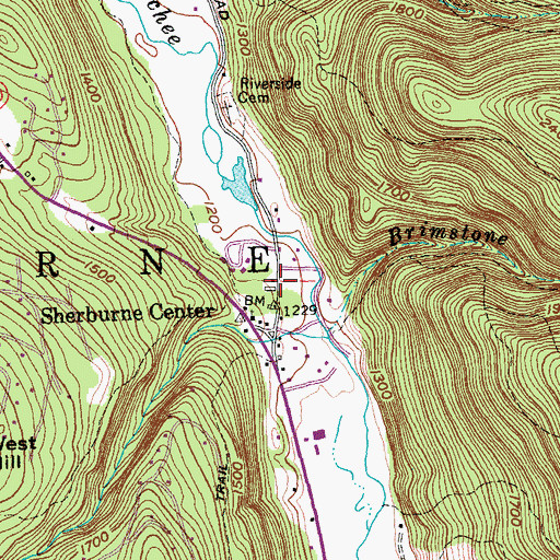 Topographic Map of Sherburne Center Post Office, VT
