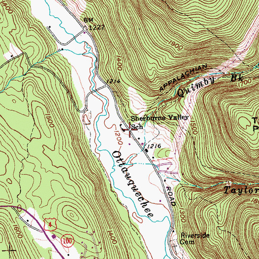Topographic Map of Sherburne Town Hall, VT
