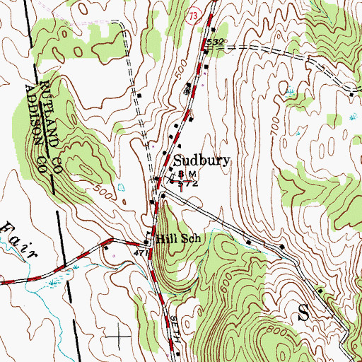 Topographic Map of Sudbury Congregational Church, VT