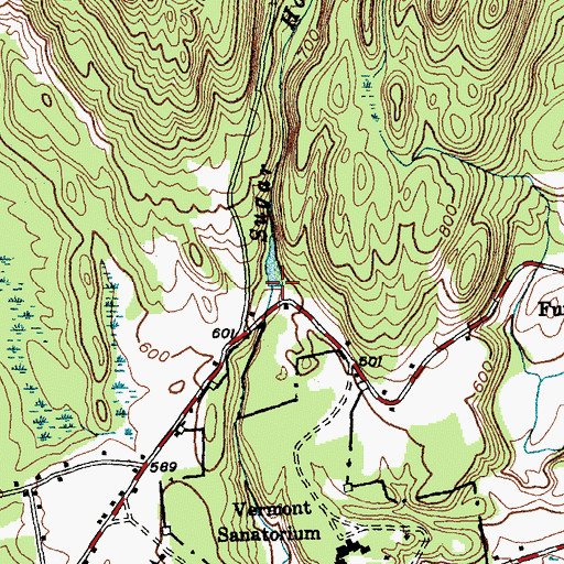 Topographic Map of Sugar Hollow Pond, VT