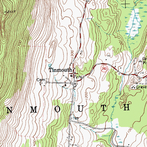 Topographic Map of Tinmouth Elementary School, VT