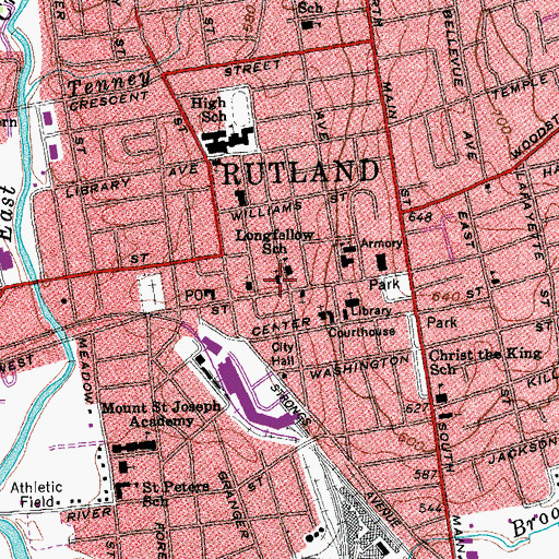 Topographic Map of Trinity Episcopal Church, VT
