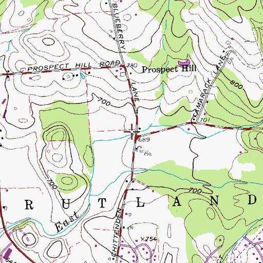 Topographic Map of Twin Bridge (historical), VT