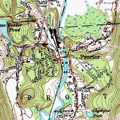 Topographic Map of Union Church of Proctor, VT
