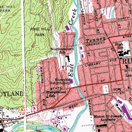 Topographic Map of Vermont State Southwest Regional Library, VT