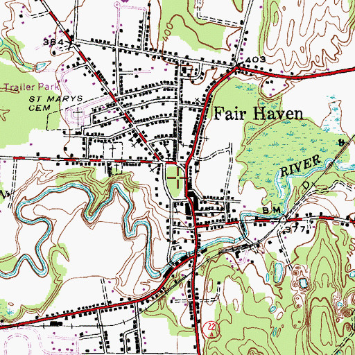 Topographic Map of Village Green, VT