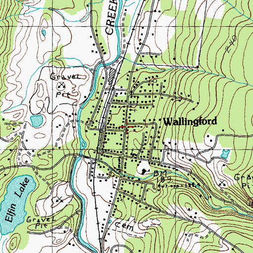 Topographic Map of Wallingford Post Office, VT