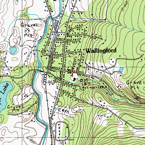 Topographic Map of Wallingford Town Hall, VT