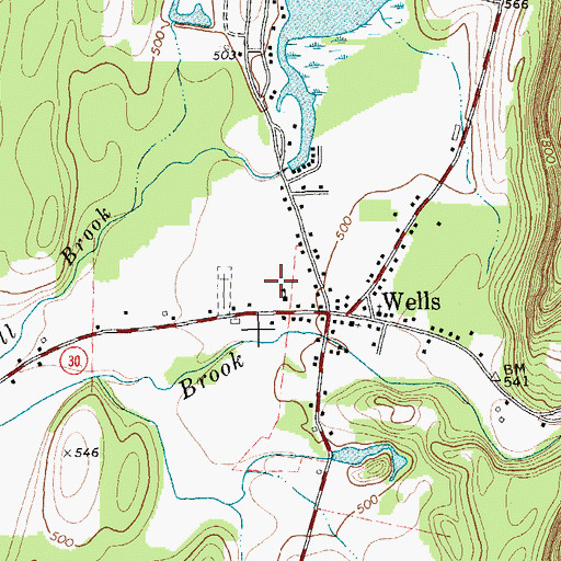 Topographic Map of Wells Village School, VT
