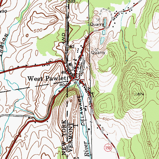 Topographic Map of West Pawlet Post Office, VT