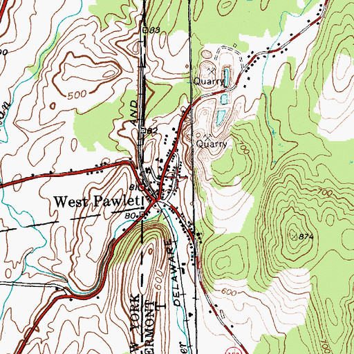 Topographic Map of West Pawlet United Church, VT