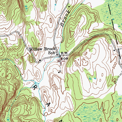 Topographic Map of Willow Brook Cemetery, VT