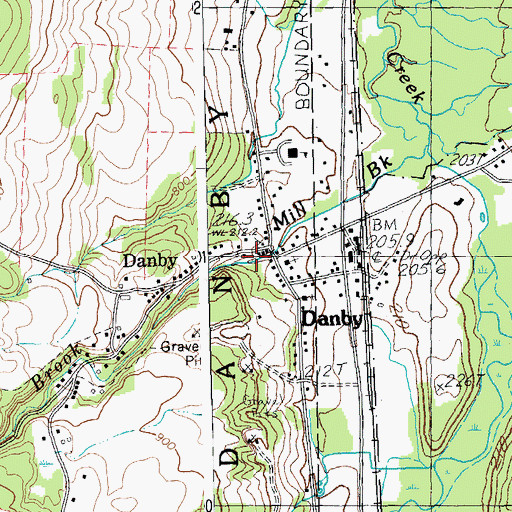 Topographic Map of Young Cemetery, VT