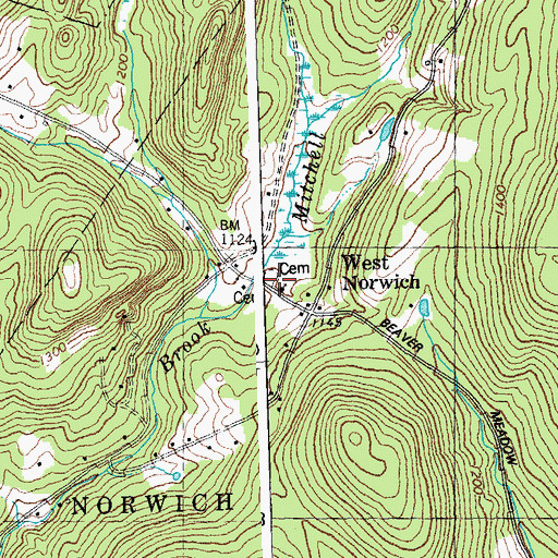 Topographic Map of Beaver Meadow Cemetery, VT
