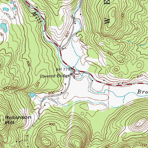 Topographic Map of Bests Covered Bridge, VT