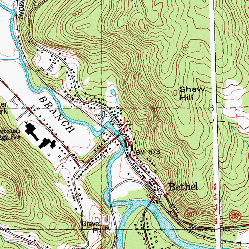 Topographic Map of Bethel Post Office, VT